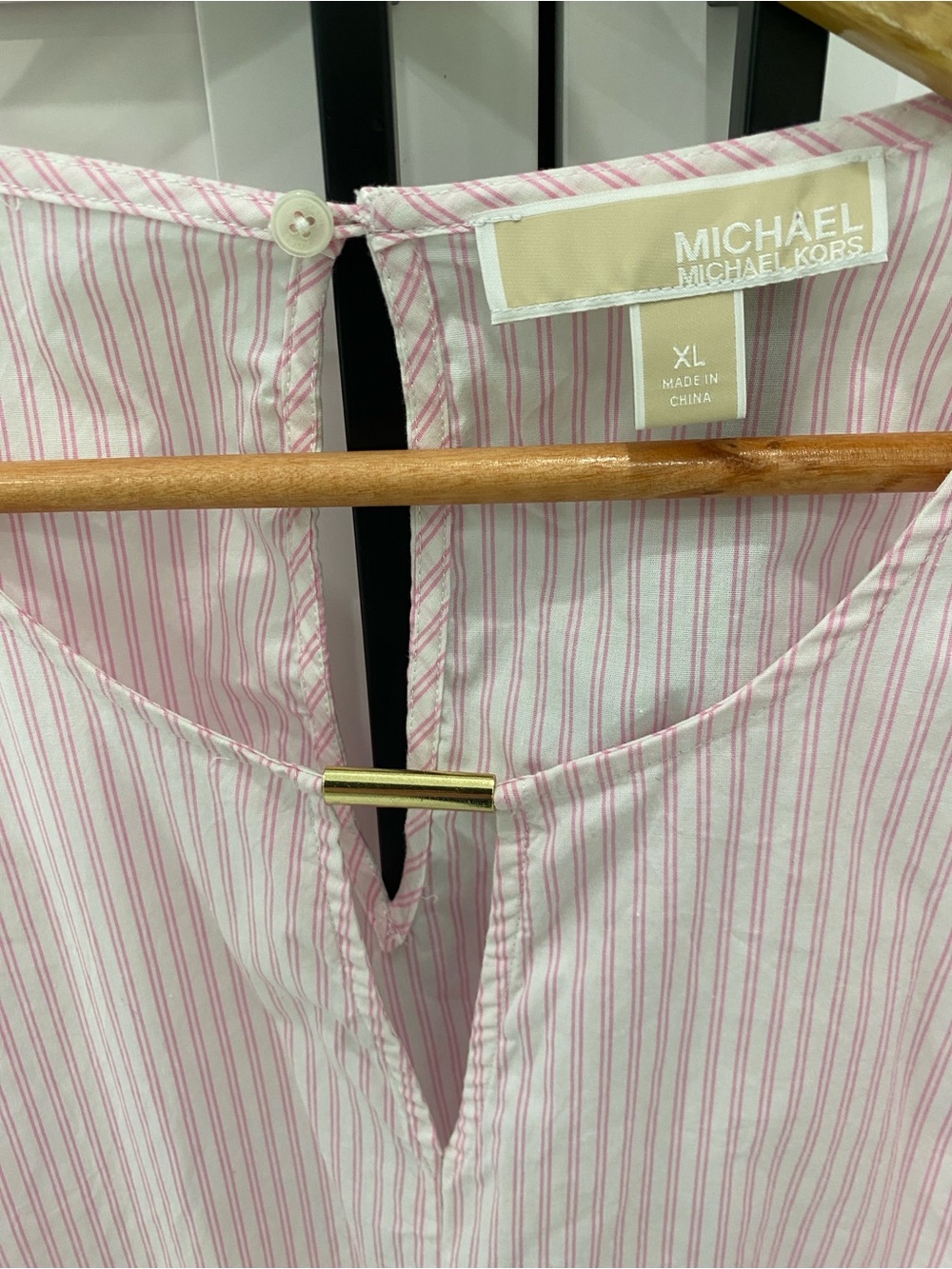 Michael Kors Pink & White Striped Sleeveless Tie-Front Camisole - Picture 2 of 5